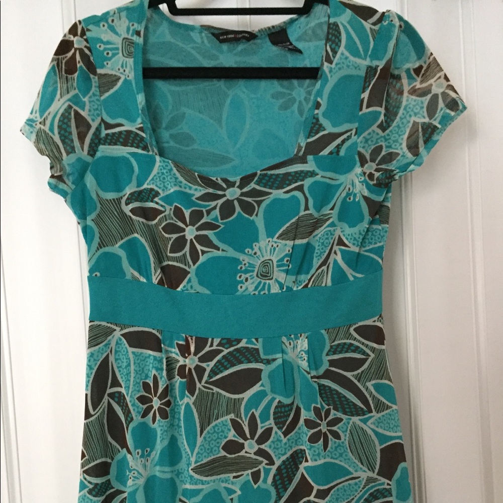 Turquoise & brown blouse